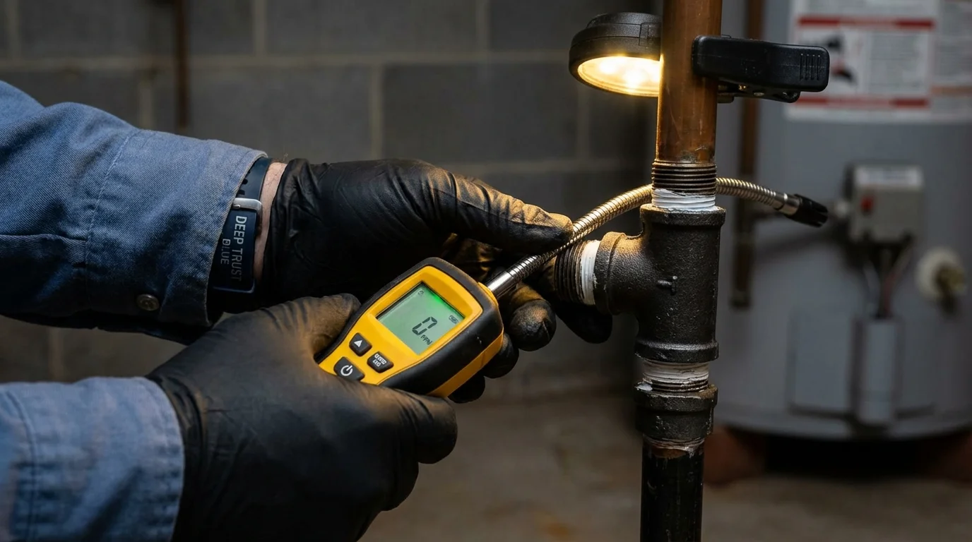 Gas leak detection with electronic sniffer by Johns Plumbing LLC in Payson